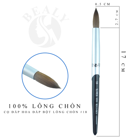  CỌ MÓNG ĐẮP BỘT HOA LÔNG CHỒN CÁN BẠC ĐEN #18 BEALY 