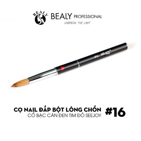  CỌ NAIL ĐẮP BỘT LÔNG CHỒN CỔ BẠC CÁN ĐEN TIM ĐỎ SEEJOY 