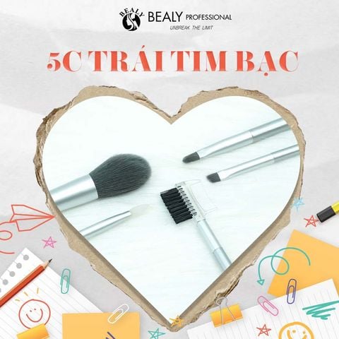  BỘ CỌ TRANG ĐIỂM 5 MÓN TRÁI TIM BẠC 