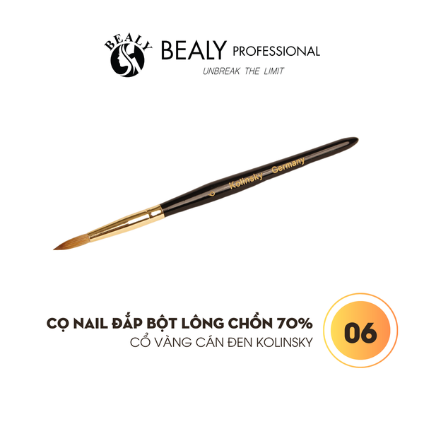  CỌ NAIL ĐẮP BỘT LÔNG CHỒN 70% CỔ VÀNG CÁN ĐEN KOLINSKY 