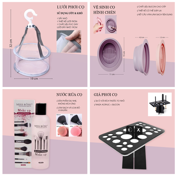  Dụng Cụ Vệ Sinh Cọ - Túi - Chén 