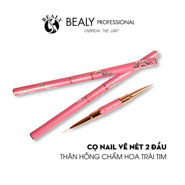  CỌ NAIL VẼ NÉT 2 ĐẦU THÂN HỒNG CHẤM HOA TRÁI TIM 