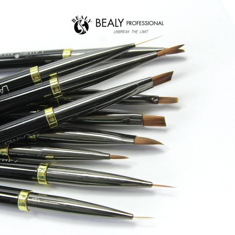  SET CỌ NAIL 10C VẼ NÉT SIÊU MẢNH CÁN ĐEN ĐUÔI CÁ VIỀN VÀNG LAWEI KÈM ỐNG 