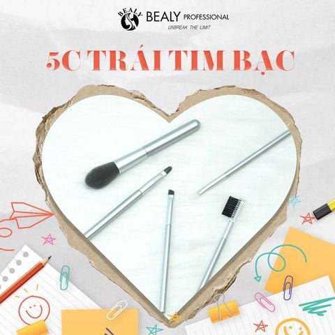  BỘ CỌ TRANG ĐIỂM 5 MÓN TRÁI TIM BẠC 