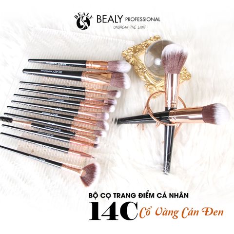  BỘ CỌ TRANG ĐIỂM CÁ NHÂN 14C CỔ VÀNG CÁN ĐEN BEALY 