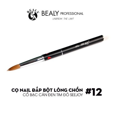  CỌ NAIL ĐẮP BỘT LÔNG CHỒN CỔ BẠC CÁN ĐEN TIM ĐỎ SEEJOY 