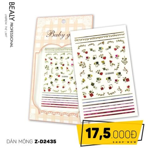  STICKER DÁN MÓNG BABY GIRL TÚI HỒNG CARO VUÔNG Z-D2435 