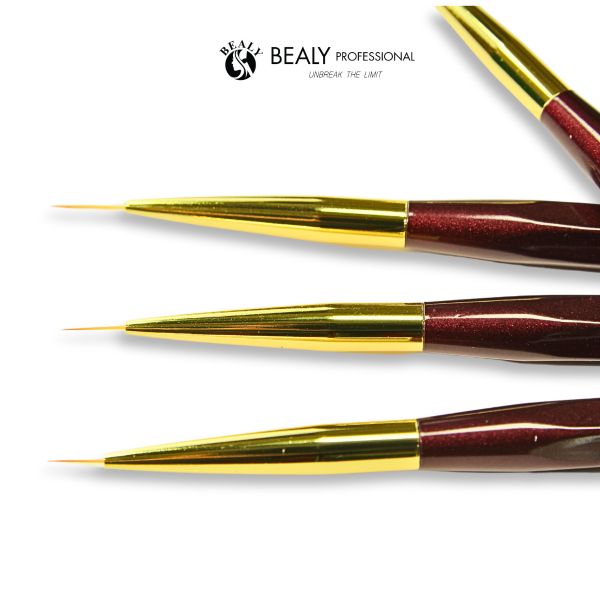  CỌ NAIL VẼ NÉT SIÊU MẢNH CỔ VÀNG, CÁN GỖ NÂU VÀNG BEALY 