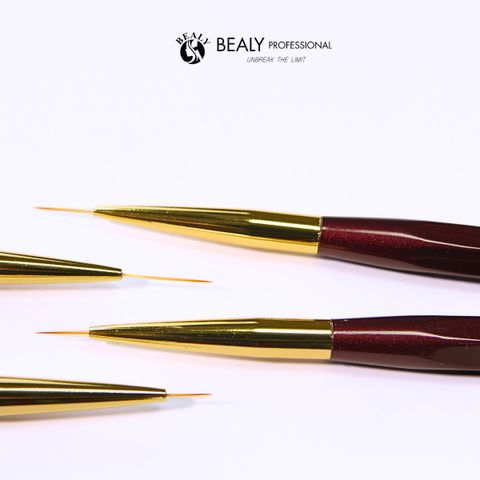  CỌ NAIL VẼ NÉT SIÊU MẢNH CỔ VÀNG, CÁN GỖ NÂU VÀNG BEALY 