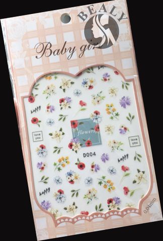  STICKER DÁN MÓNG BABY GIRL TÚI HỒNG CARO VUÔNG D004 