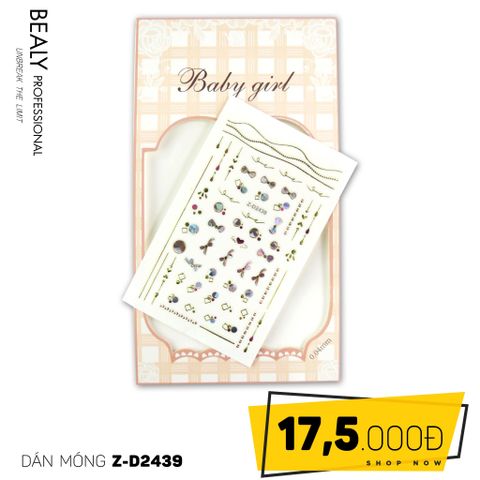  STICKER DÁN MÓNG BABY GIRL TÚI HỒNG CARO VUÔNG Z-D2439 