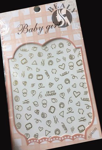  STICKER DÁN MÓNG BABY GIRL TÚI HỒNG CARO VUÔNG CB012 VÀNG 