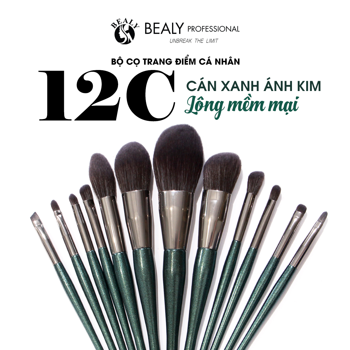 BỘ CỌ TRANG ĐIỂM CÁ NHÂN 12C_CÁN XANH ÁNH KIM SHANG HUI