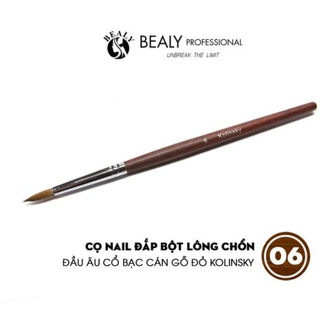  CỌ NAIL ĐẮP BỘT LÔNG CHỒN ĐẦU ÂU CỔ BẠC CÁN GỖ ĐỎ KOLINSKY 