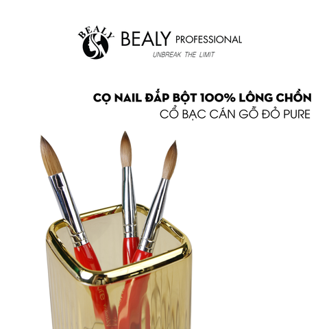  CỌ NAIL ĐẮP BỘT LÔNG CHỒN CÁN BẠC CÁN GỖ ĐỎ PURE #18 