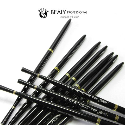  SET CỌ NAIL 10C VẼ NÉT SIÊU MẢNH CÁN ĐEN ĐUÔI CÁ VIỀN VÀNG LAWEI KÈM ỐNG 