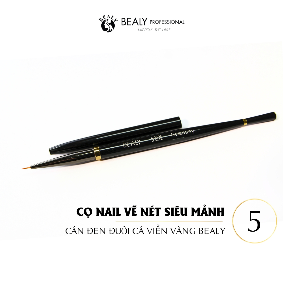 CỌ NAIL VẼ NÉT SIÊU MẢNH CÁN ĐEN ĐUÔI CÁ VIỀN VÀNG BEALY