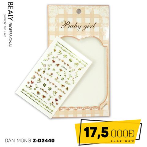  STICKER DÁN MÓNG BABY GIRL TÚI HỒNG CARO VUÔNG Z-D2440 