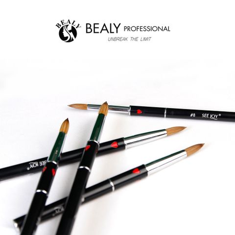  CỌ NAIL ĐẮP BỘT LÔNG CHỒN CỔ BẠC CÁN ĐEN TIM ĐỎ SEEJOY 