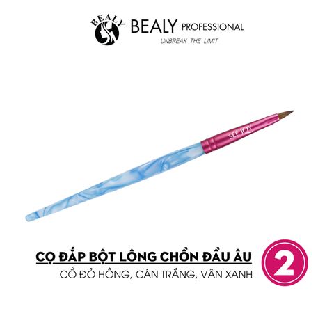  CỌ ĐẮP BỘT LÔNG CHỒN ĐẦU ÂU CỔ ĐỎ HỒNG CÁN TRẮNG VÂN XANH 