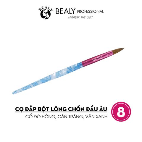  CỌ ĐẮP BỘT LÔNG CHỒN ĐẦU ÂU CỔ ĐỎ HỒNG CÁN TRẮNG VÂN XANH 