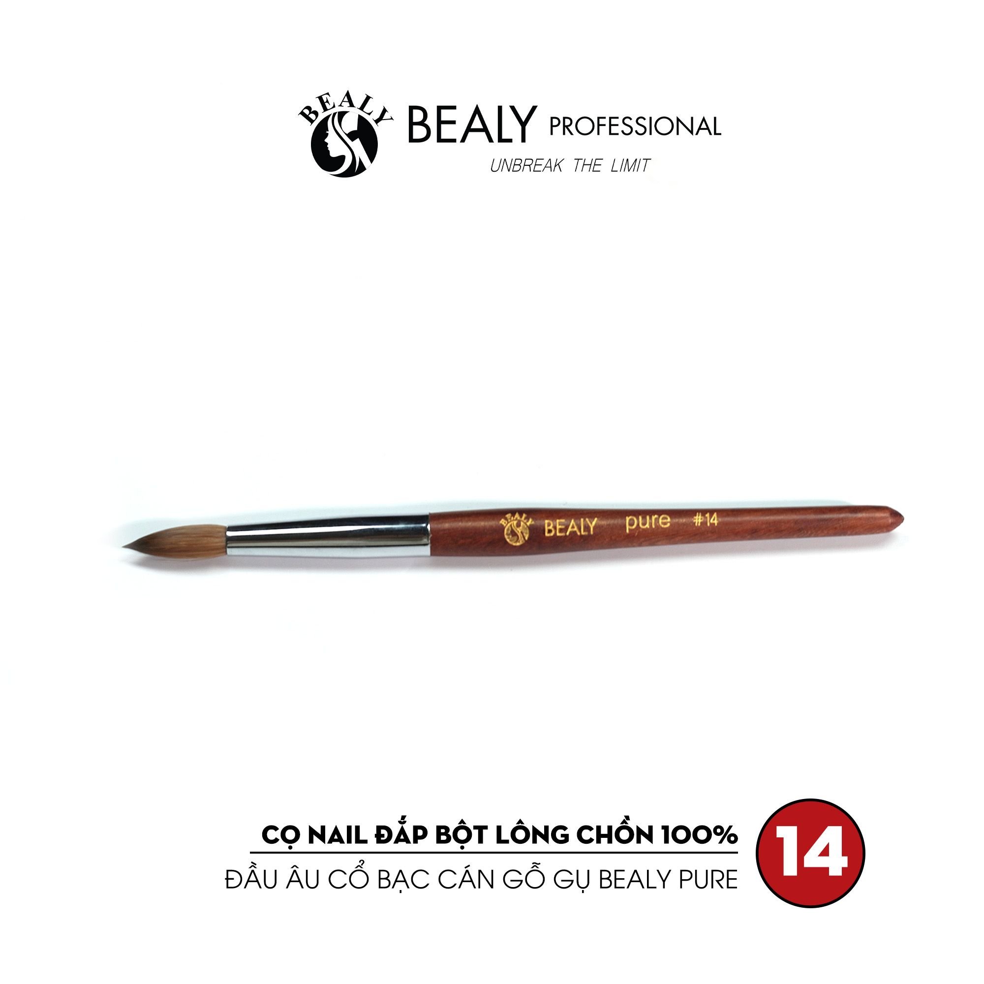  CỌ NAIL ĐẮP BỘT LÔNG CHỒN 100% ĐẦU ÂU CỔ BẠC CÁN GỖ GỤ BEALY PURE 