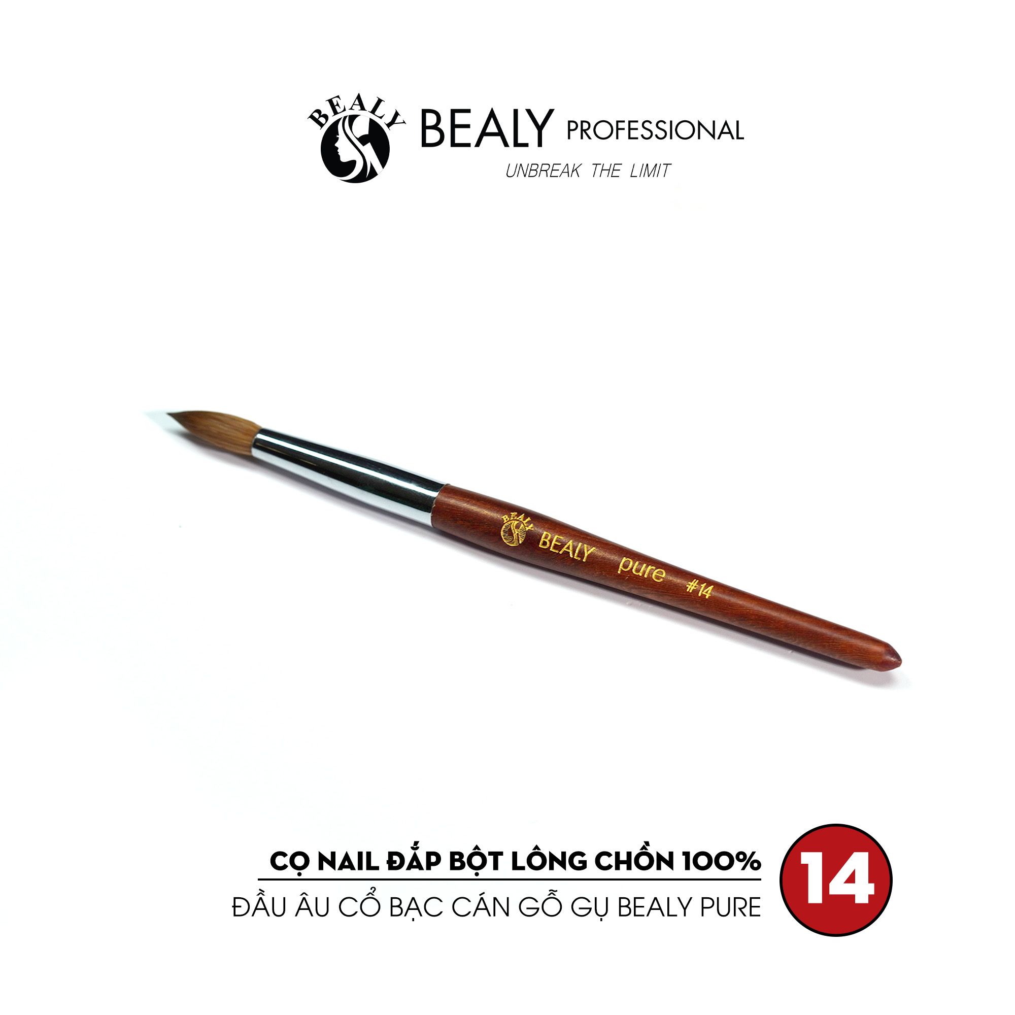  CỌ NAIL ĐẮP BỘT LÔNG CHỒN 100% ĐẦU ÂU CỔ BẠC CÁN GỖ GỤ BEALY PURE 