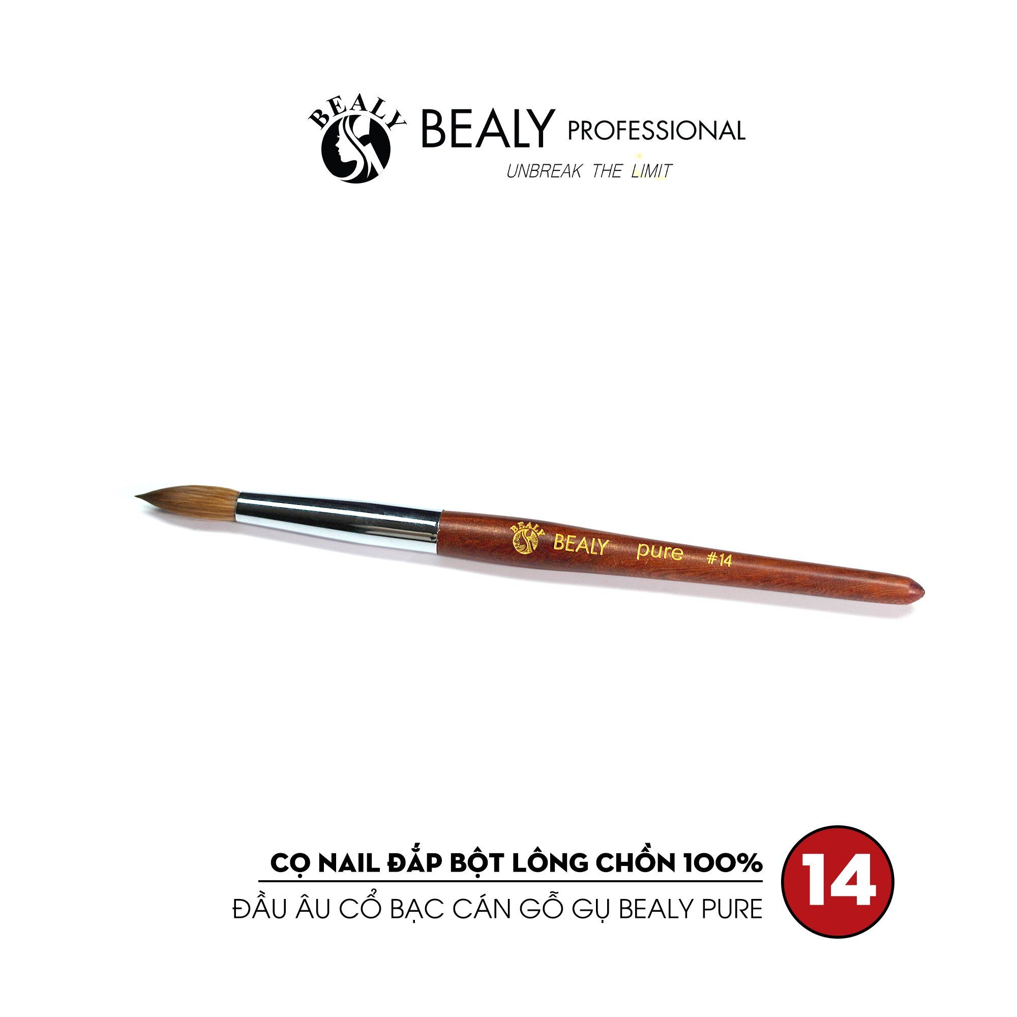 CỌ NAIL ĐẮP BỘT LÔNG CHỒN 100% ĐẦU ÂU CỔ BẠC CÁN GỖ GỤ BEALY PURE 