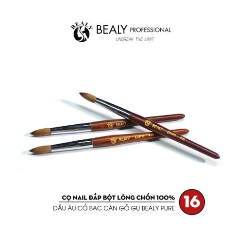  CỌ NAIL ĐẮP BỘT LÔNG CHỒN 100% ĐẦU ÂU CỔ BẠC CÁN GỖ GỤ BEALY PURE 