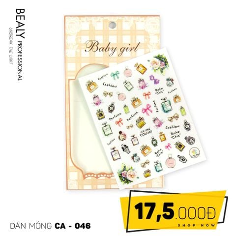  STICKER DÁN MÓNG BABY GIRL TÚI HỒNG CARO VUÔNG CA046 