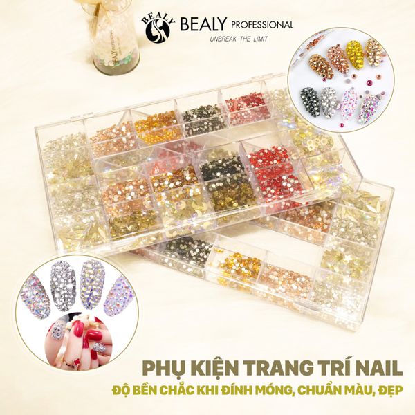HỘP 20 LOẠI HẠT ĐÁ ĐÍNH MÓNG TAY BEALY CAO CẤP