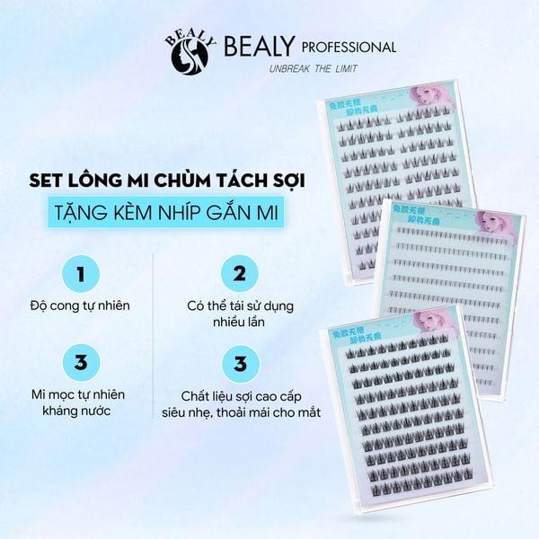  LÔNG MI GIẢ JMYP01 TÁCH CỤM SỢI TIA TỰ NHIÊN MỎNG NHẸ TÁI SỬ DỤNG NHIỀU LẦN 