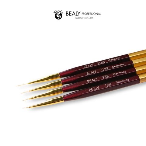  CỌ NAIL VẼ NÉT SIÊU MẢNH CỔ VÀNG, CÁN GỖ NÂU VÀNG BEALY 
