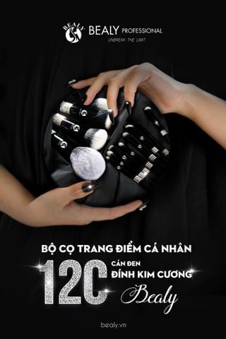  BỘ CỌ TRANG ĐIỂM CÁ NHÂN 12C - CÁN ĐEN ĐÍNH KIM CƯƠNG BEALY 