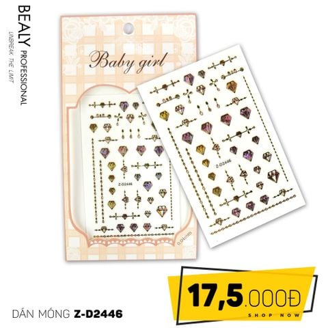  STICKER DÁN MÓNG BABY GIRL TÚI HỒNG CARO VUÔNG Z-D2446 