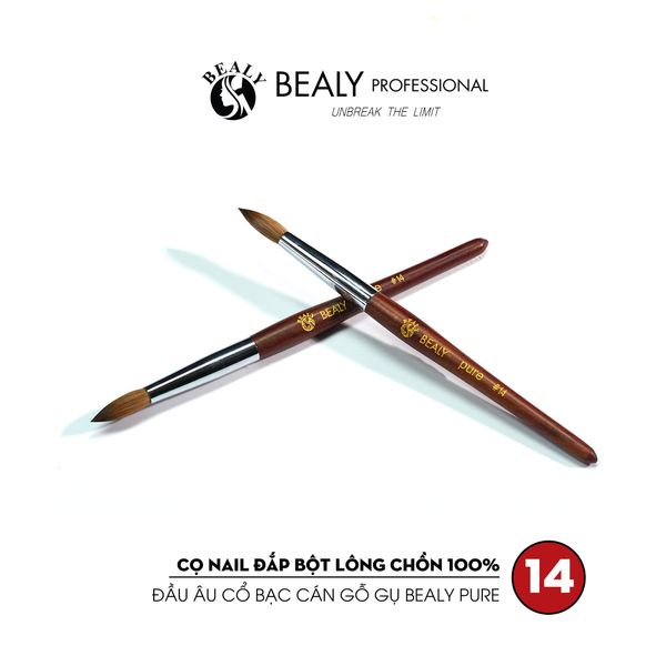 CỌ NAIL ĐẮP BỘT LÔNG CHỒN 100% ĐẦU ÂU CỔ BẠC CÁN GỖ GỤ BEALY PURE