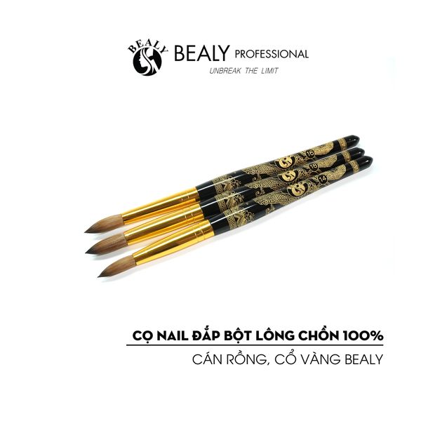 CỌ NAIL ĐẮP BỘT LÔNG CHỒN 100% THÂN KHẮC RỒNG, CỔ VÀNG