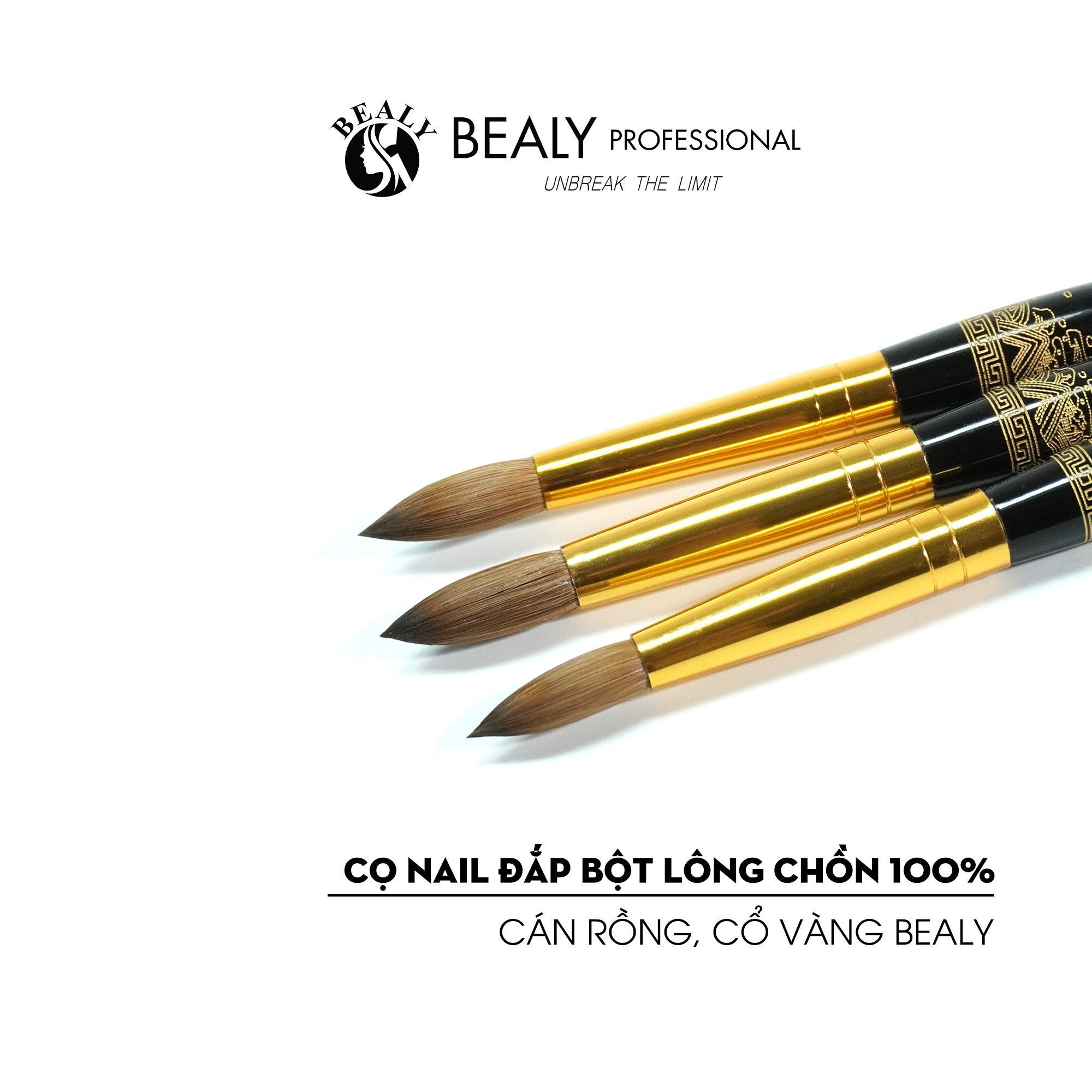  CỌ NAIL ĐẮP BỘT LÔNG CHỒN 100% THÂN KHẮC RỒNG, CỔ VÀNG 