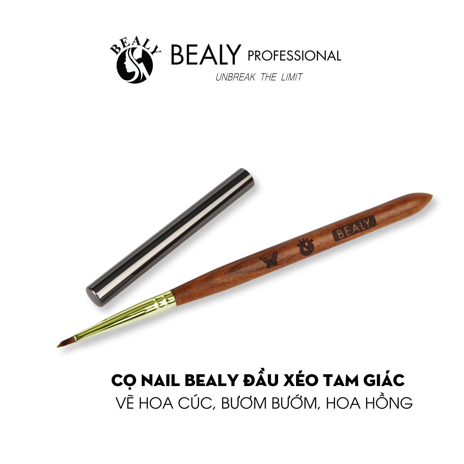  CỌ NAIL BEALY ĐẦU XÉO TAM GIÁC - VẼ HOA CÚC, BƯƠM BƯỚM, HOA HỒNG 