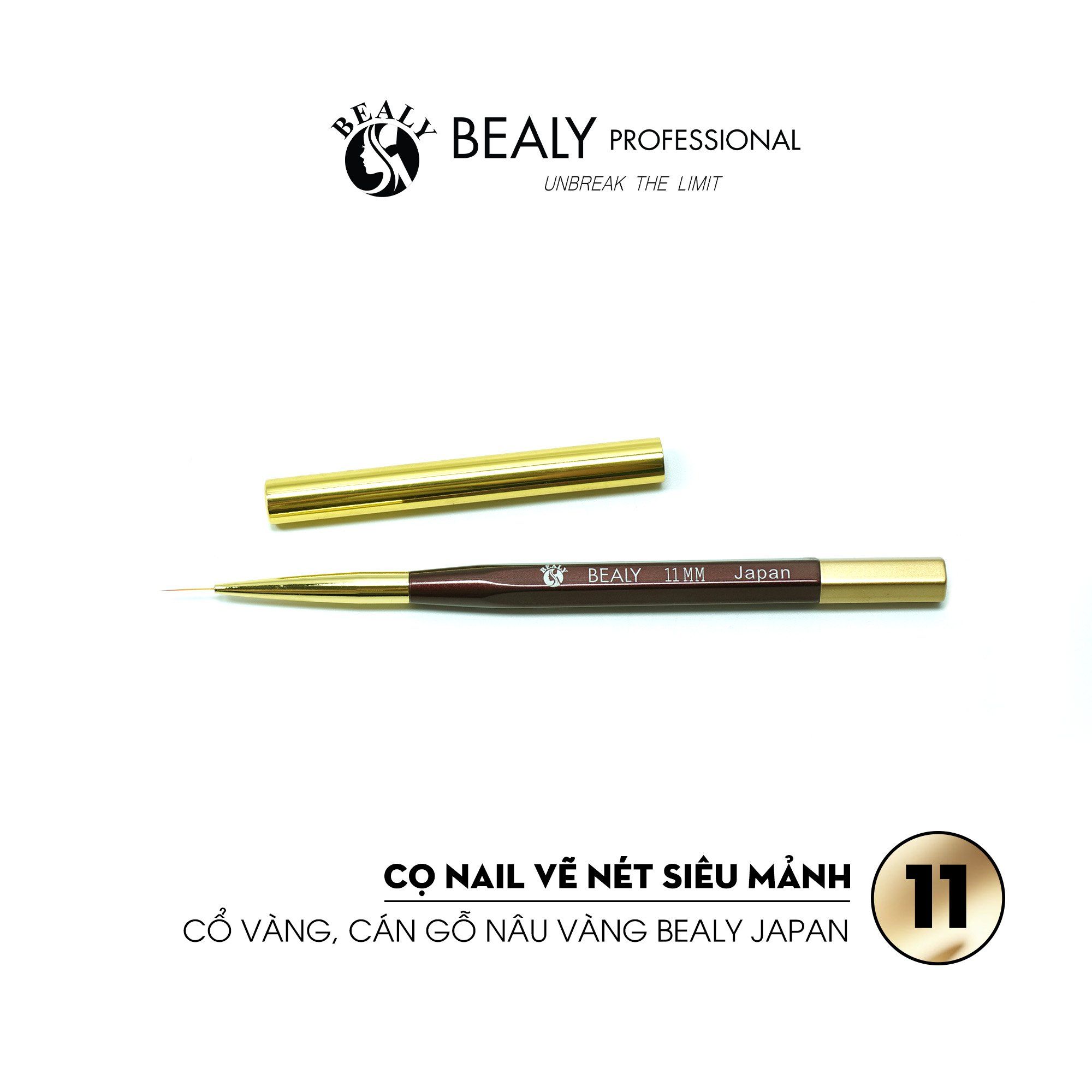  CỌ NAIL VẼ NÉT SIÊU MẢNH CỔ VÀNG, CÁN GỖ NÂU VÀNG 