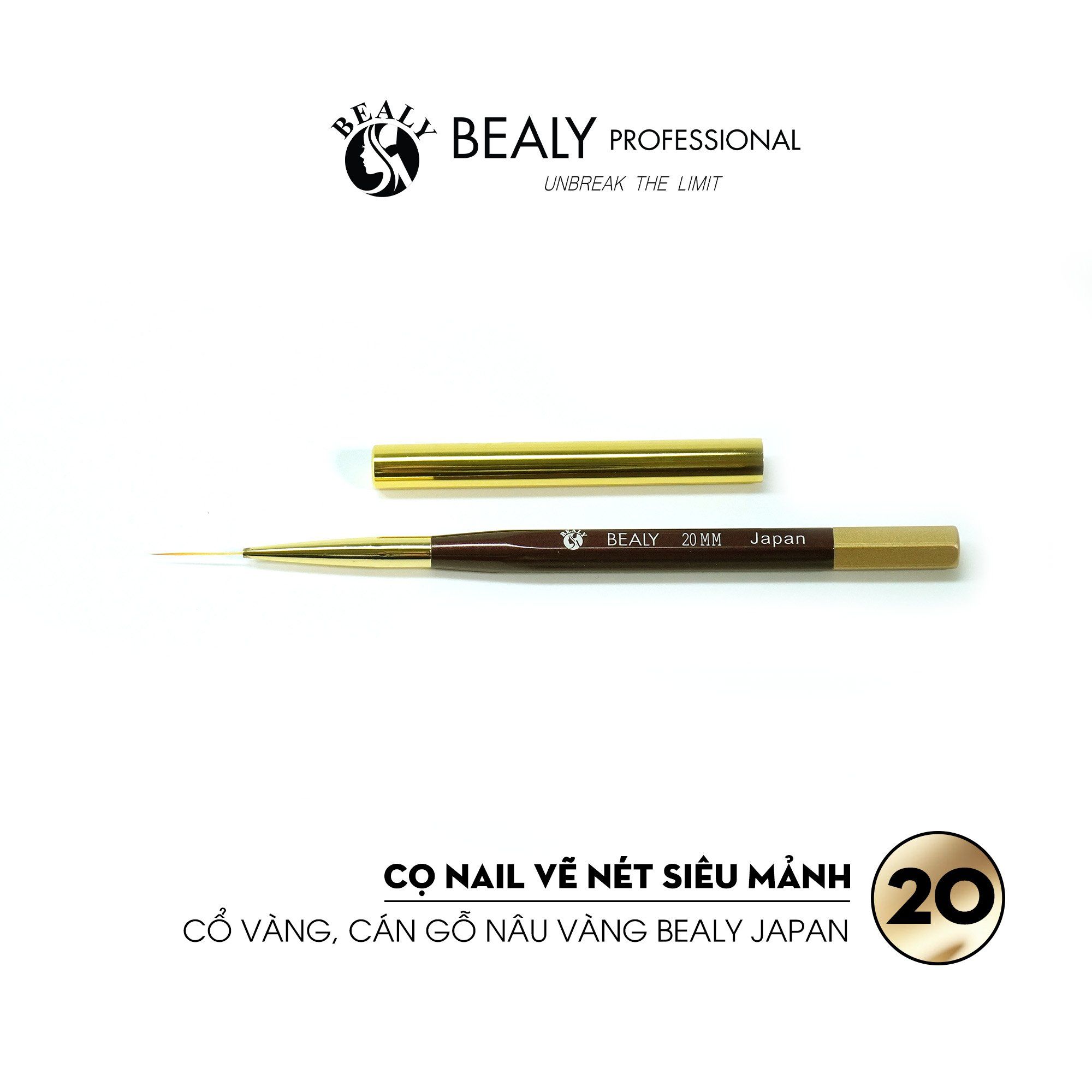  CỌ NAIL VẼ NÉT SIÊU MẢNH CỔ VÀNG, CÁN GỖ NÂU VÀNG 