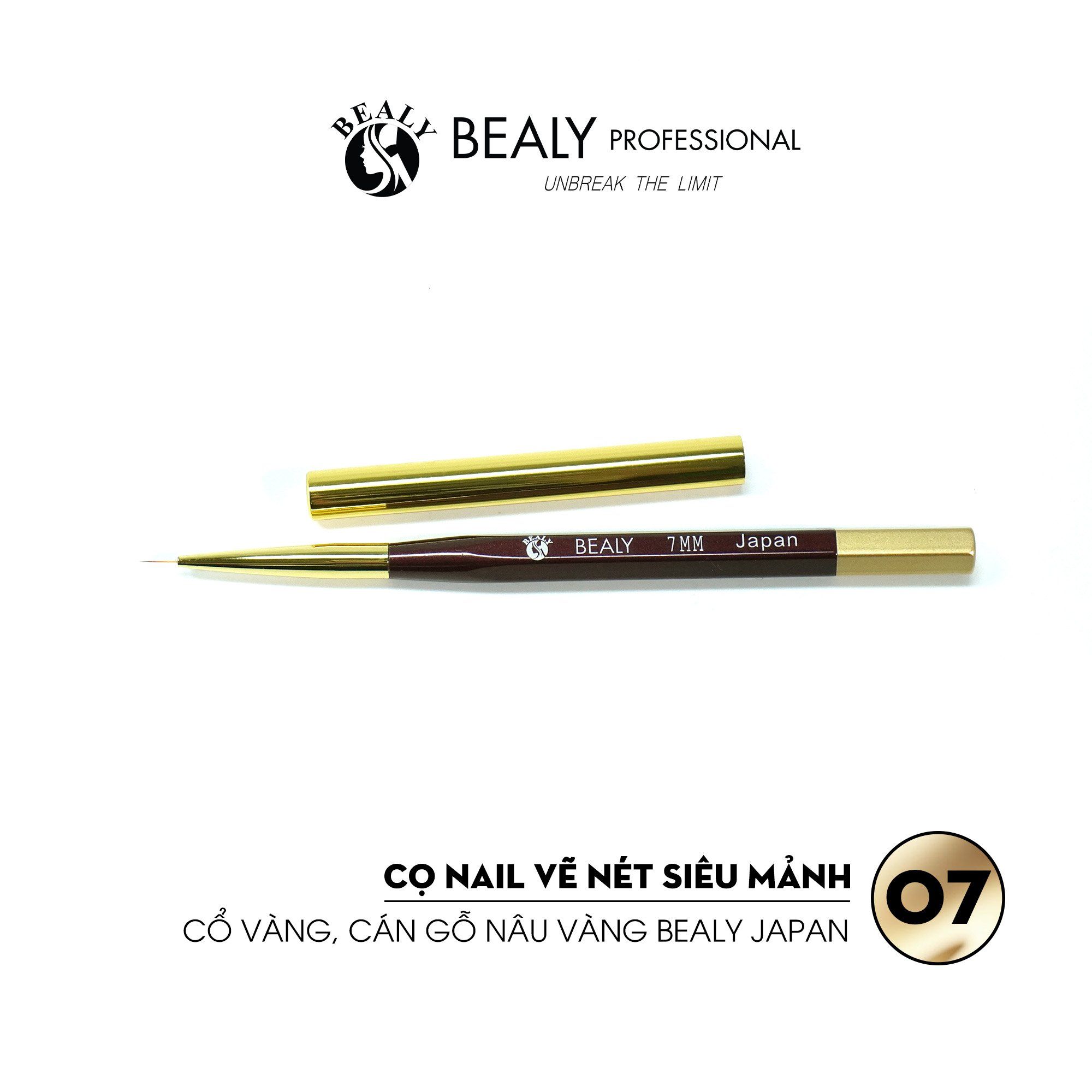  CỌ NAIL VẼ NÉT SIÊU MẢNH CỔ VÀNG, CÁN GỖ NÂU VÀNG 