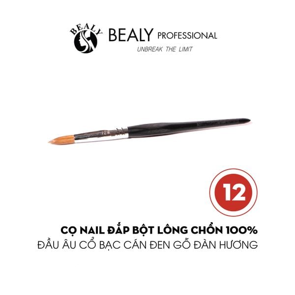  CỌ NAIL ĐẮP BỘT LÔNG CHỒN 100% - ĐẦU ÂU CỔ BẠC CÁN ĐEN GỖ ĐÀN HƯƠNG 