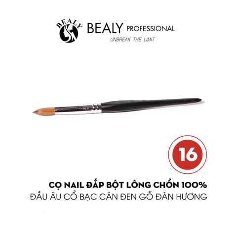  CỌ NAIL ĐẮP BỘT LÔNG CHỒN 100% - ĐẦU ÂU CỔ BẠC CÁN ĐEN GỖ ĐÀN HƯƠNG 