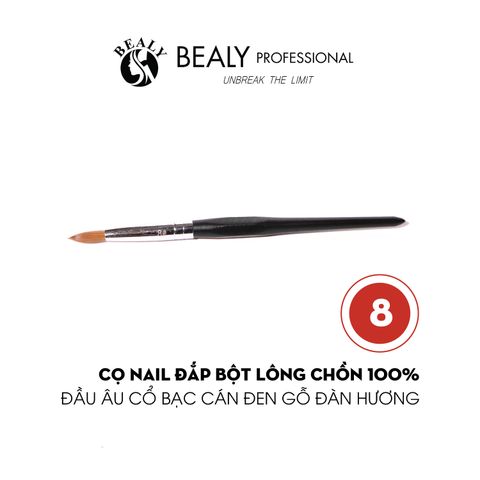  CỌ NAIL ĐẮP BỘT LÔNG CHỒN 100% - ĐẦU ÂU CỔ BẠC CÁN ĐEN GỖ ĐÀN HƯƠNG 