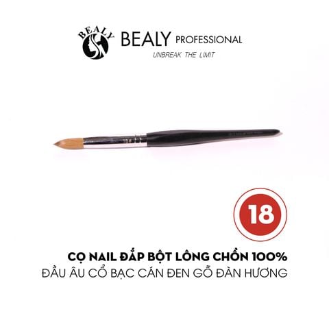  CỌ NAIL ĐẮP BỘT LÔNG CHỒN 100% - ĐẦU ÂU CỔ BẠC CÁN ĐEN GỖ ĐÀN HƯƠNG 