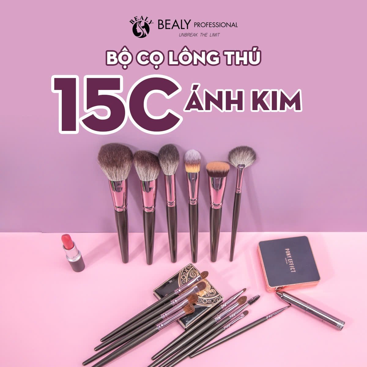 BỘ CỌ TRANG ĐIỂM CÁ NHÂN 15C ÁNH KIM LÔNG THÚ BEALY