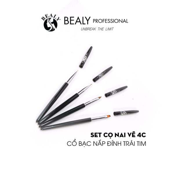  SET CỌ NAIL VẼ 4C - CỔ BẠC NẮP ĐÍNH TRÁI TIM 