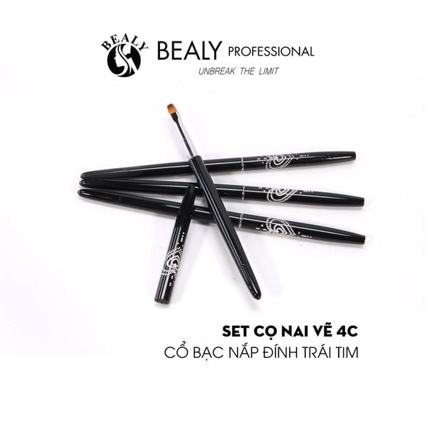  SET CỌ NAIL VẼ 4C - CỔ BẠC NẮP ĐÍNH TRÁI TIM 