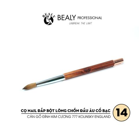  CỌ NAIL ĐẮP BỘT LÔNG CHỒN  ĐẦU ÂU CỔ BẠC CÁN GỖ ĐÍNH KIM CƯƠNG 777 Kolinsky England 